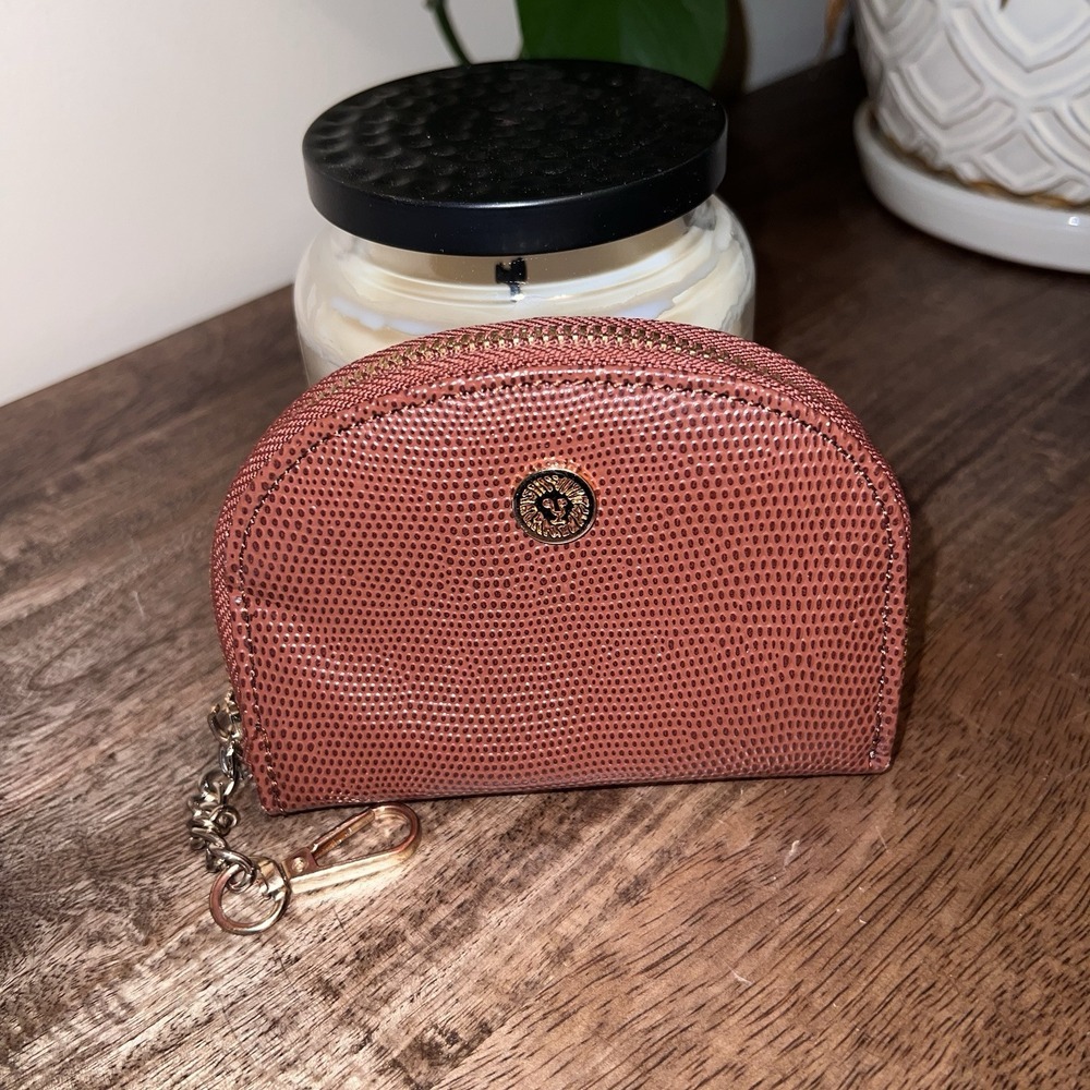 Anne Klein Brown Small Wallet W/ Gold Zipper Credit Card Coin Holder Mini Clutch